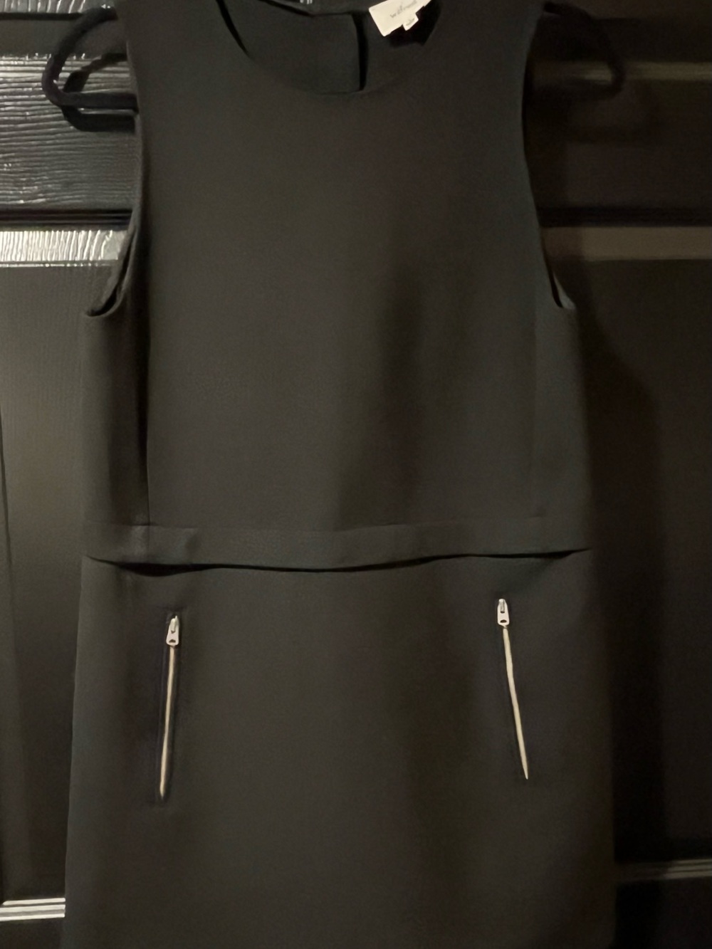 Aritzia Sleeveless Black Shift Dress with Zip Pocket Accents